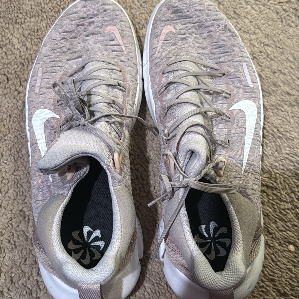 Nike Women's Sneakers - Light Gray and Pink
